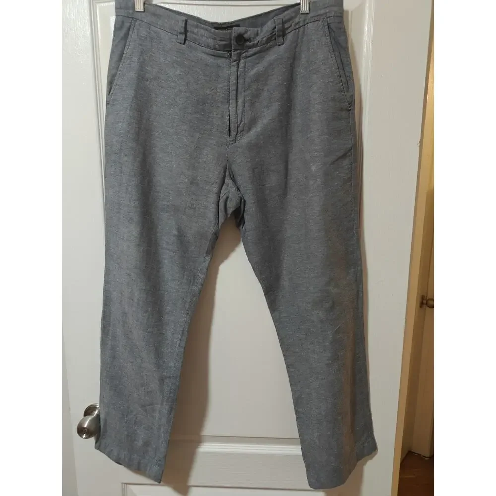 Banana Republic Aiden Chino Men's Size 36x30 Linen Blend Chambray Pants Classic